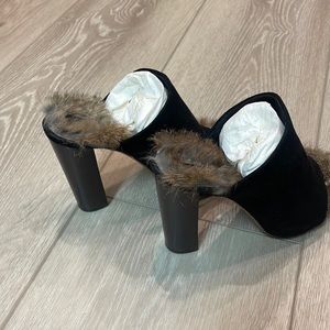 Celine Sandals Phoebe Fur Black